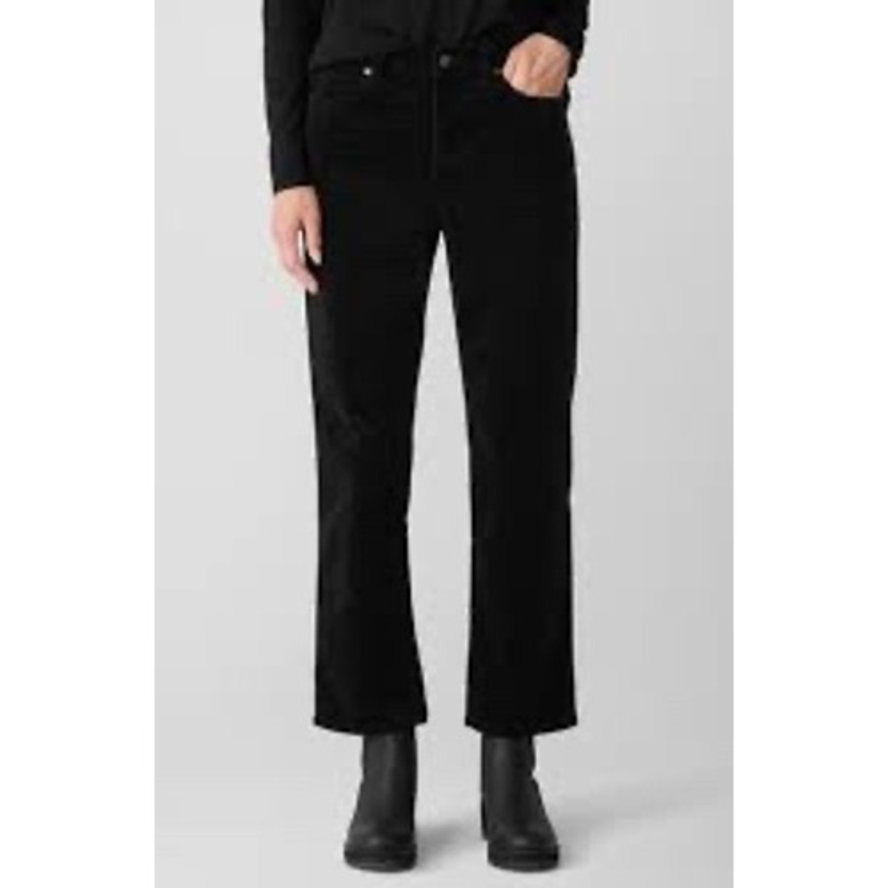 Frank & Eileen Kinsale Black Corduroy Cropped Straight Leg Pants Size 8 USA